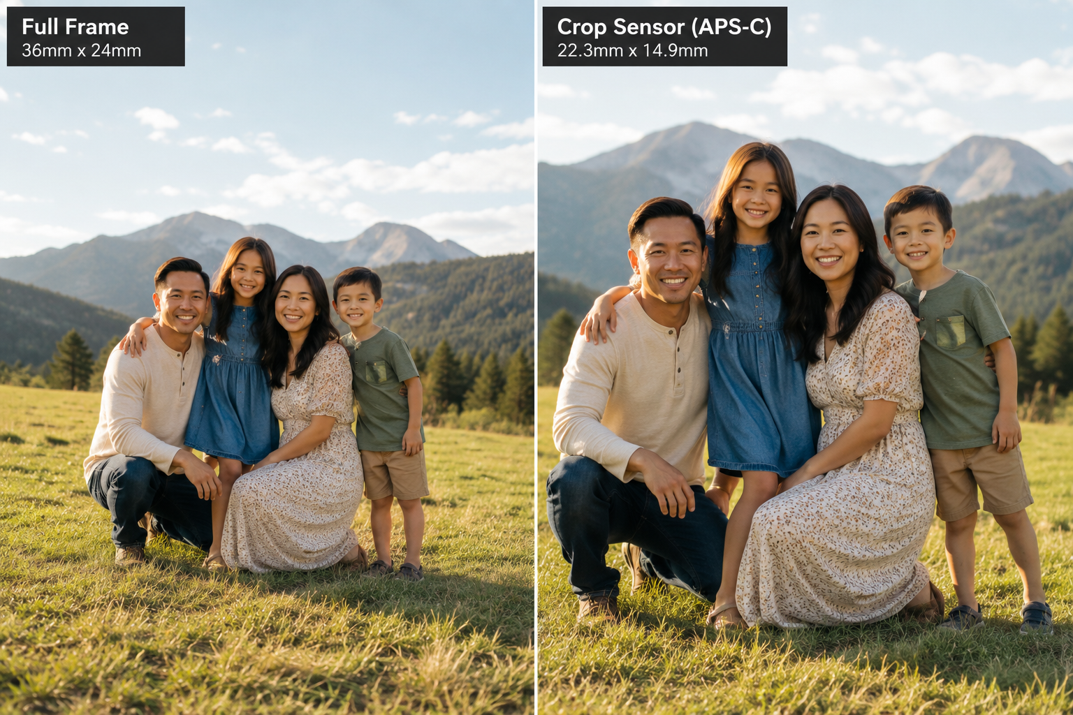 Full frame versus crop sensor comparison